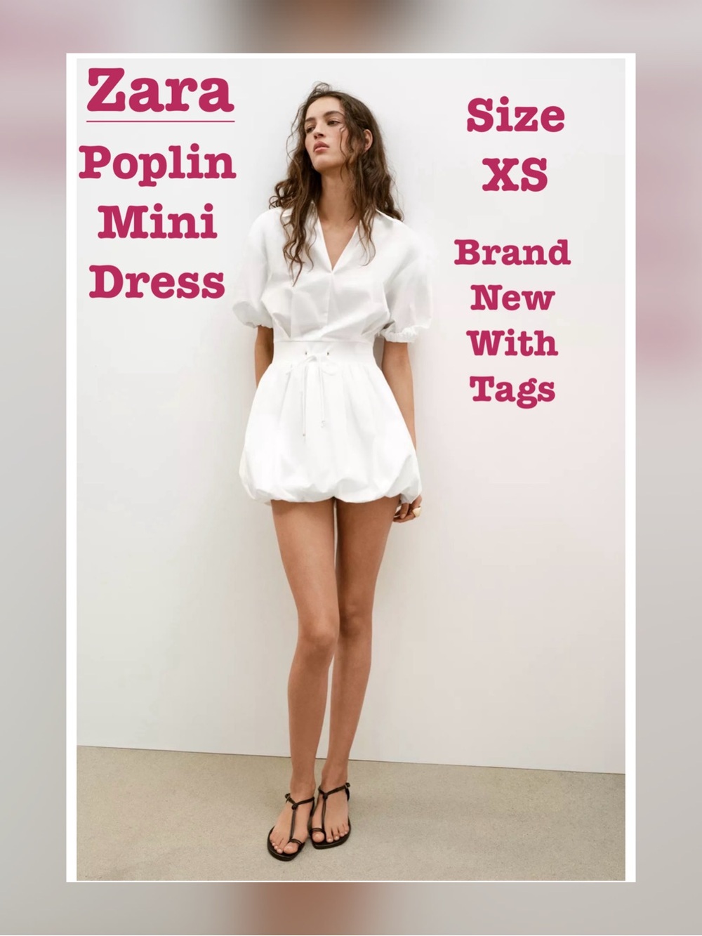 Zara White Poplin Mini Dress